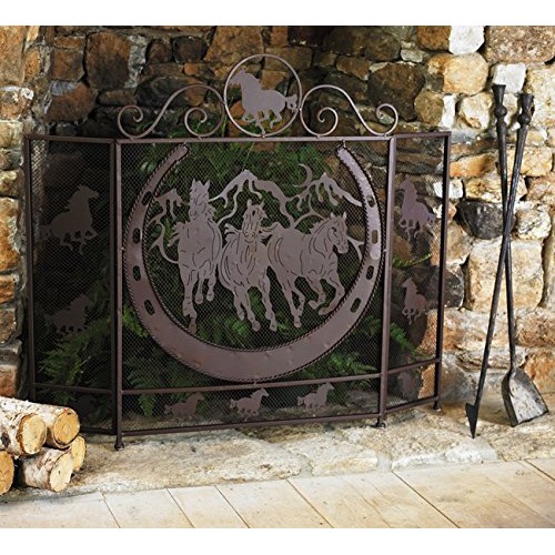 Black Forest Decor Running Horses Fireplace Screen - B00MXEMZYK